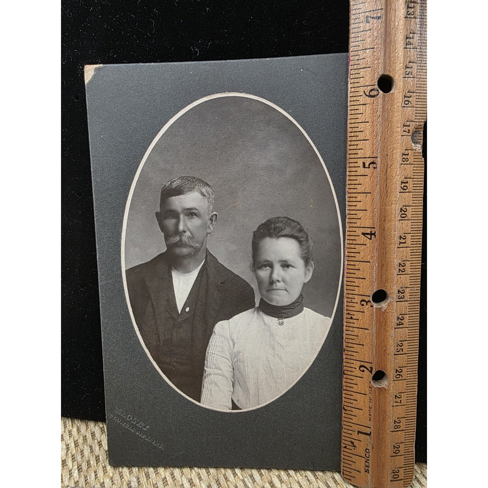 Antique Cabinet‎ Card Photo Couple c1890s Mackley Studio Columbia City Indiana - Picture 6 of 7